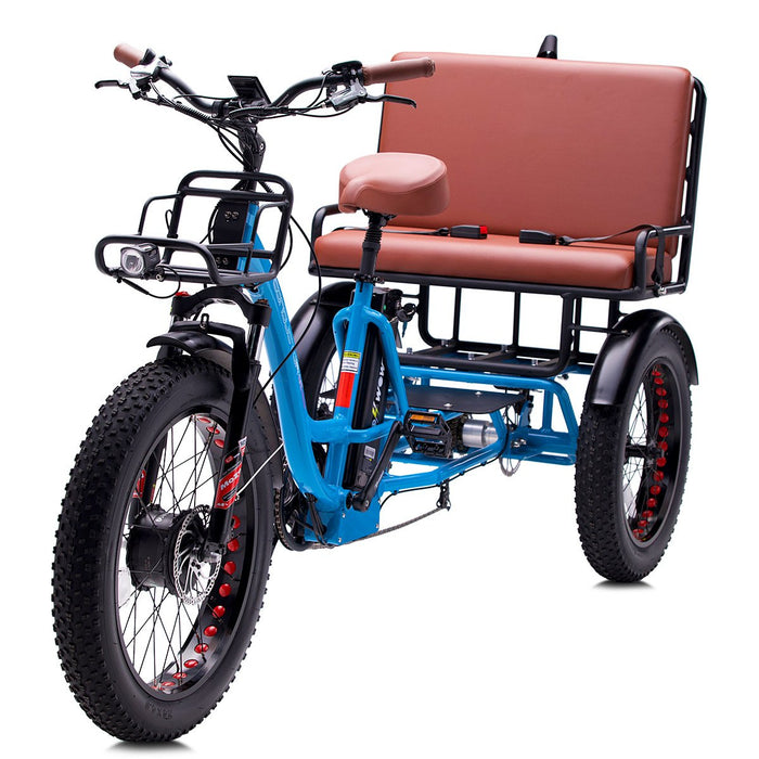 side angle view of Conductor 4-2 Rickshaw in blue