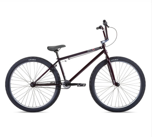 Side view of the 26" Stolen Zeke complete bmx bike in red