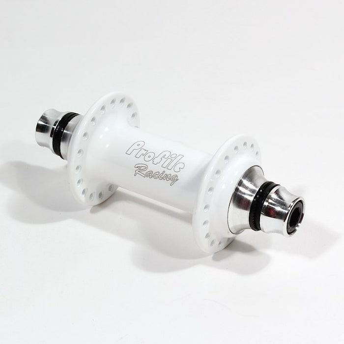 front view of front profile elite hub in white