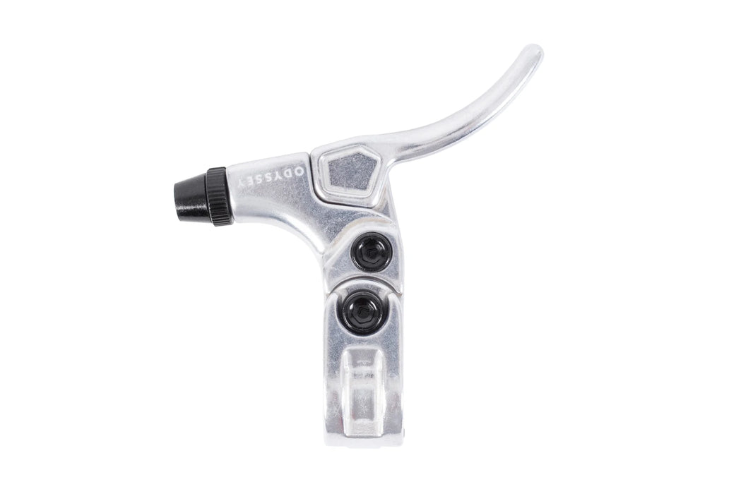 Top view of the odyssey Small Monolever brake lever in polished, bmx brake lever, 990 brake lever, odyssey Brake Lever