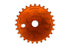 Front view of the Ride out supply ROS Sprocket in orange, big bmx sprocket