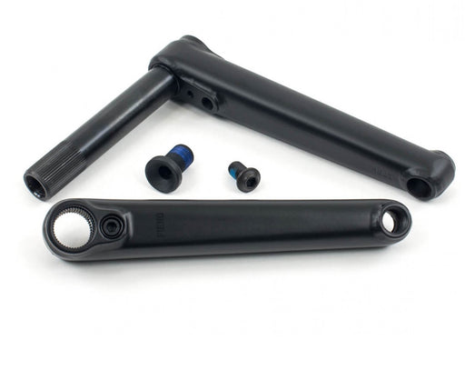 Complete view of the Fiend Team V2 cranks in black