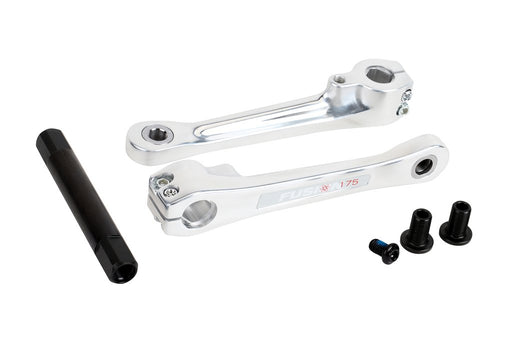 Side view of the Haro Fusion cranks in silver, retro bmx cranks, bmx cranks, haro cranks