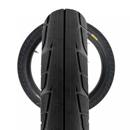 Front and side view of the Primo 555c tire in black, bmx tire, bmx street tire, best bmx tire