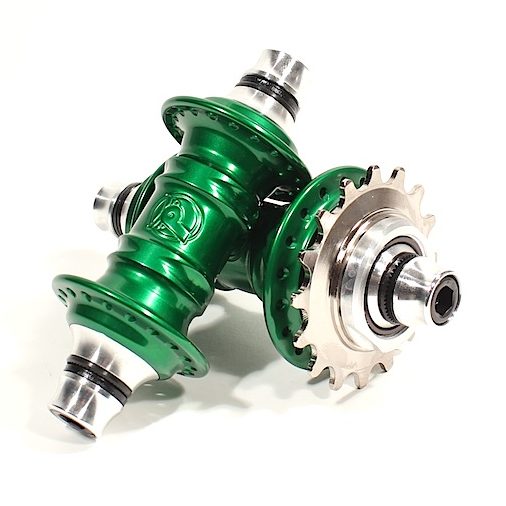 front view of the profile mini hub set in green