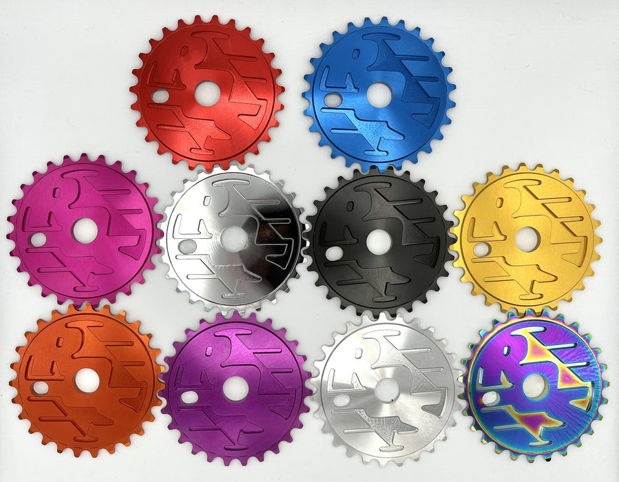 Front view of the Ride out supply ROS Sprocket in all colors, big bmx sprocket
