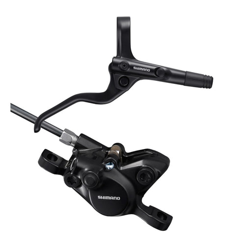 Complete view of the Shimano MT200/BL-MT201 Disc brake set in black