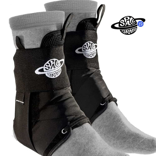 Side view of the Space Brace 2.0 Ankle  brace in black, bmx ankle guard