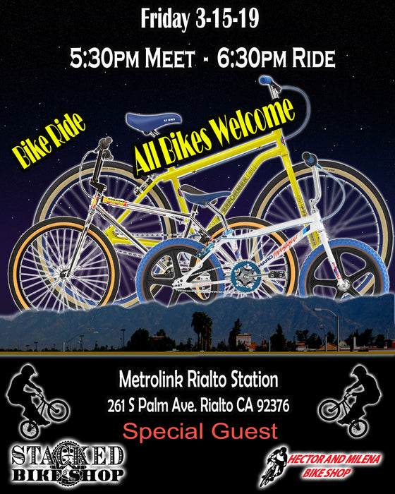 Big Bike ride:  Rialto Train station Friday 3-15-19 5:30pm