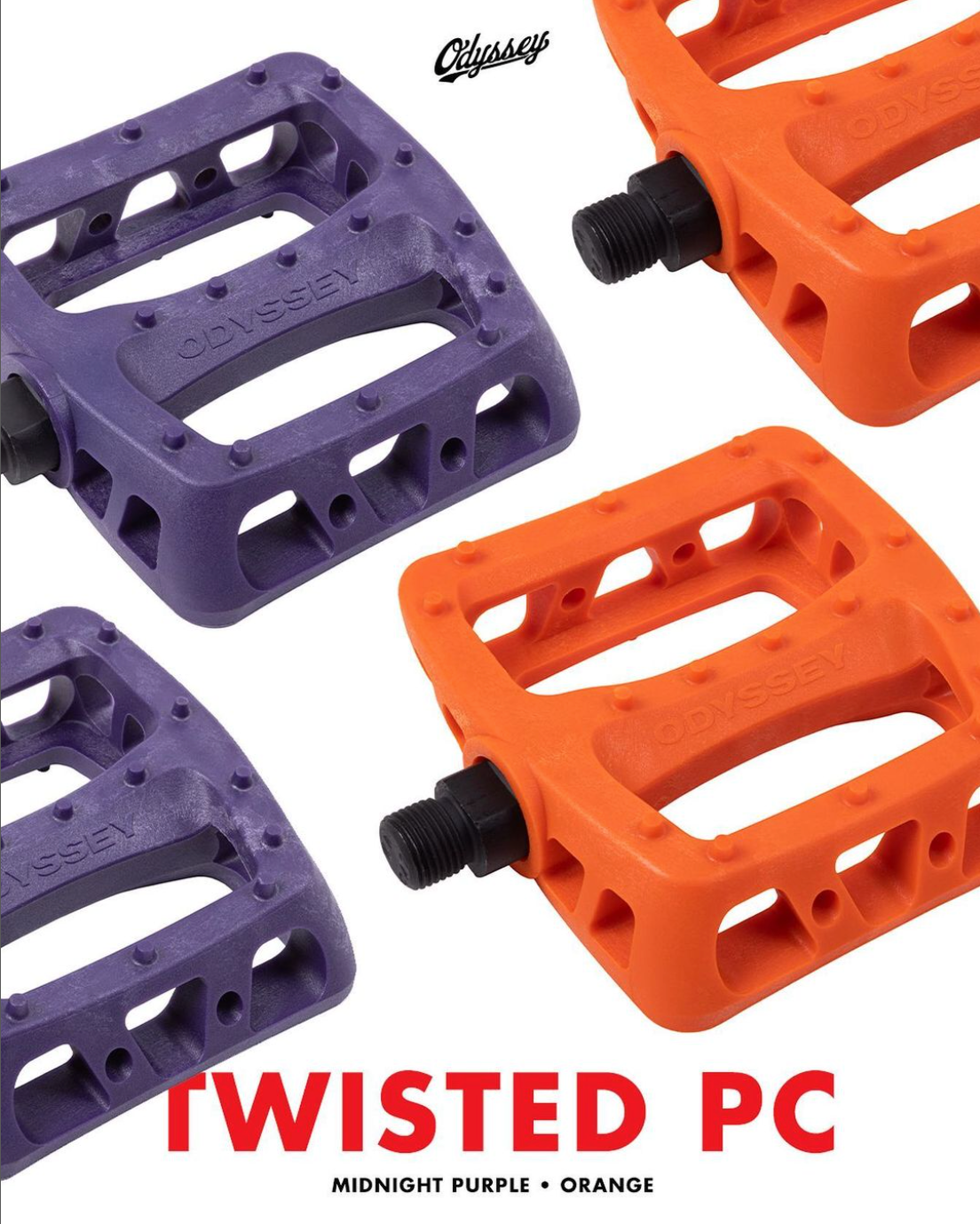 Twisted PC pedals Now in Orange & Midnight purple Odyssey BMX
