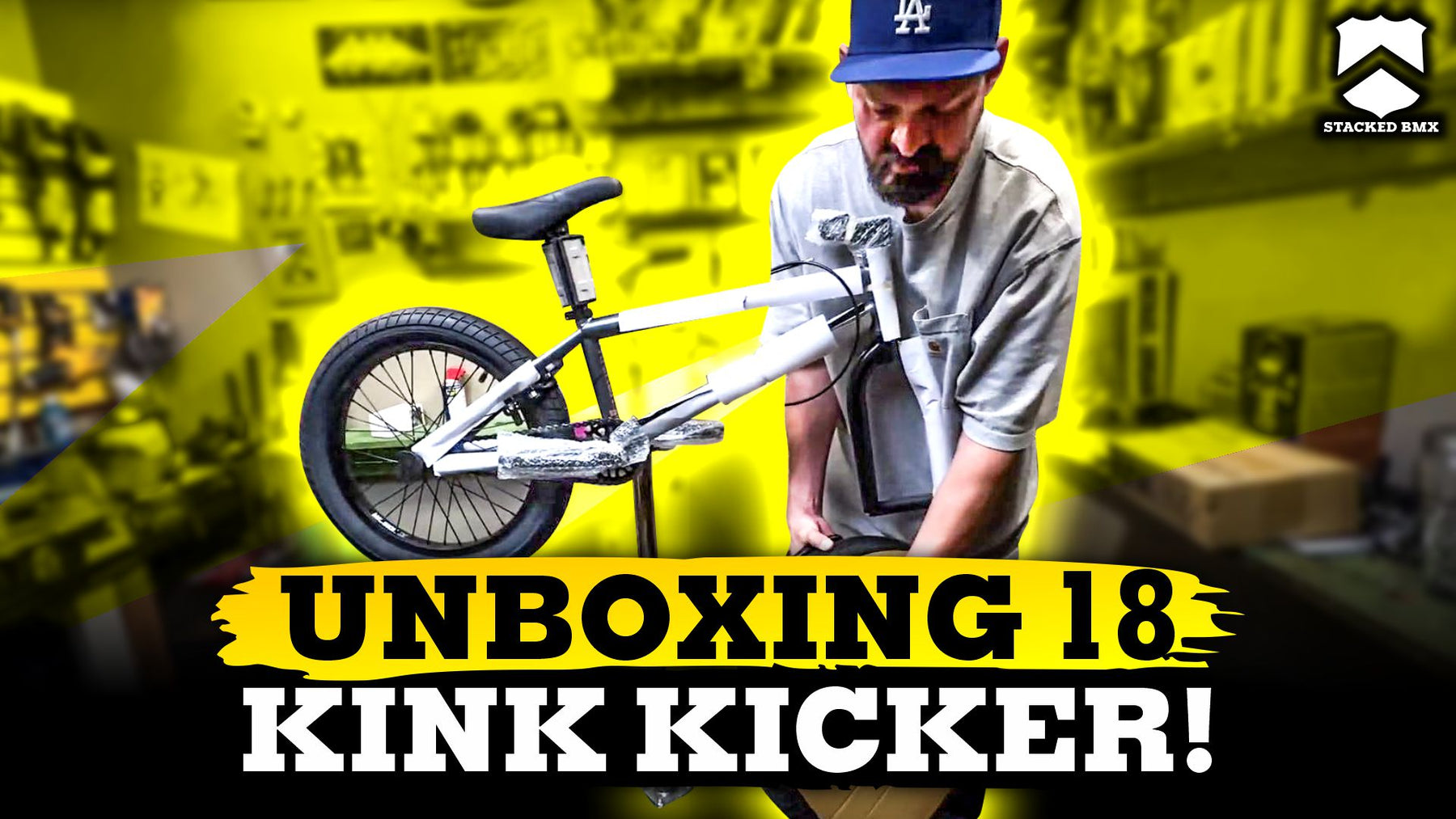 image in stacked bmx shop mechanics area showing you how to unbox & build the 18" Kink Kicker