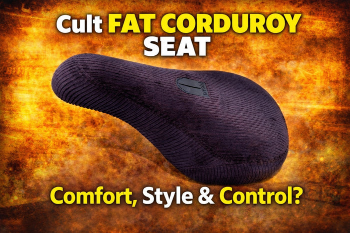 Fat Cult Corduroy pivotal BMX seat close up showing corduroy texture