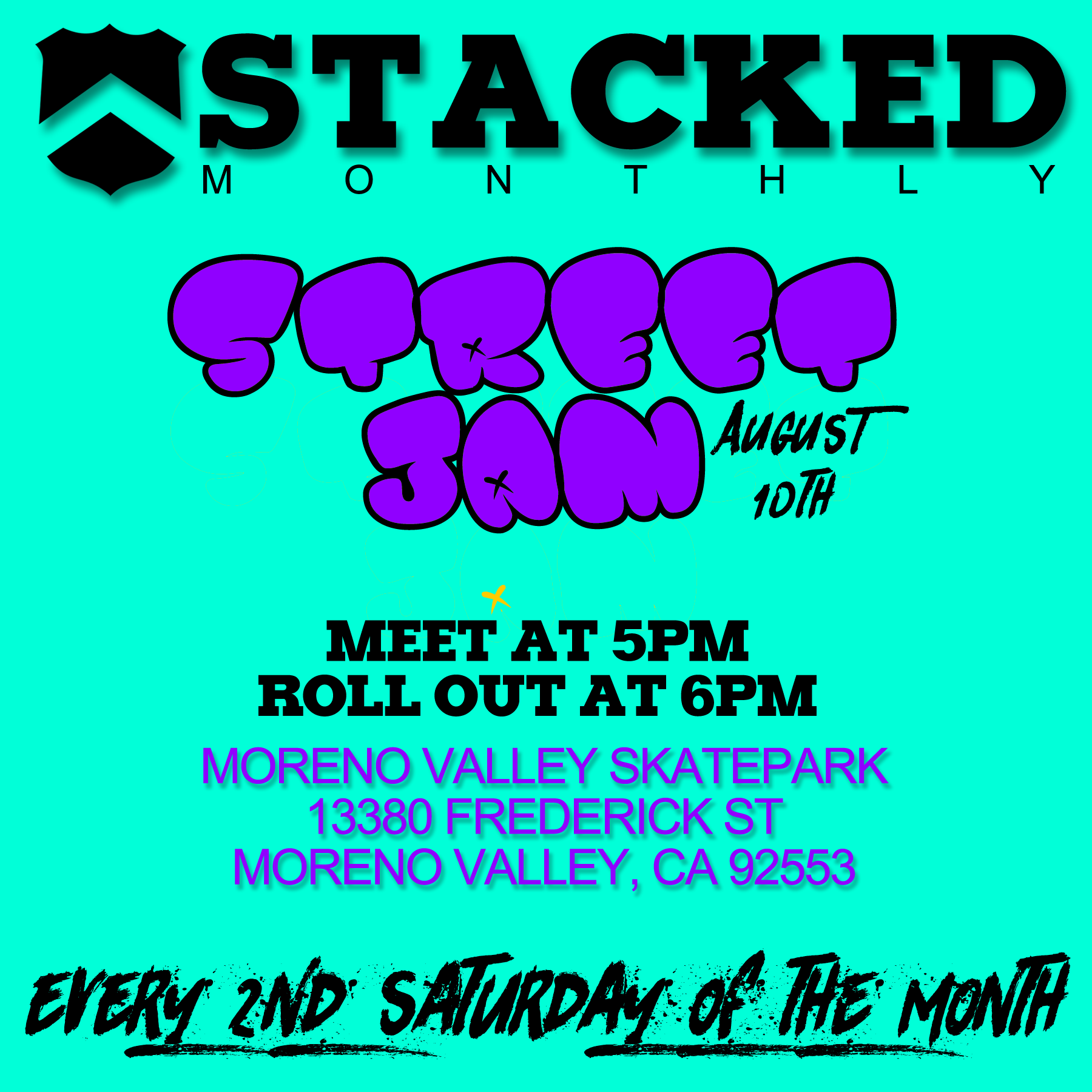 Stacked Monthly Street Jam - August 10th 2019 at 5pm
