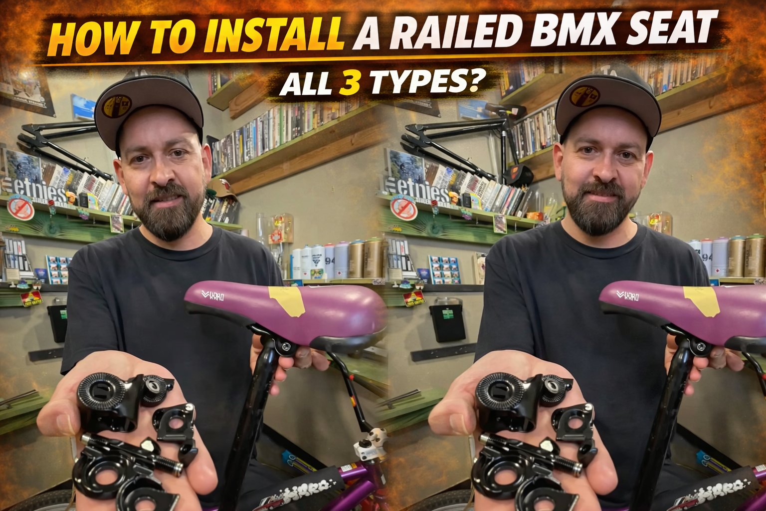 seat guts BMX setup showing seat base and mounting hardware overview