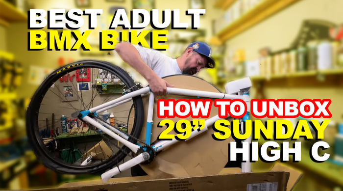 image of Larry Alvarado showing you how to unbox and build a 29" Sunday big bmx bike