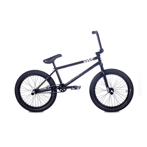 side view of the 20" Cult Devotion BMX Bike in black, heavy duty bmx bike
