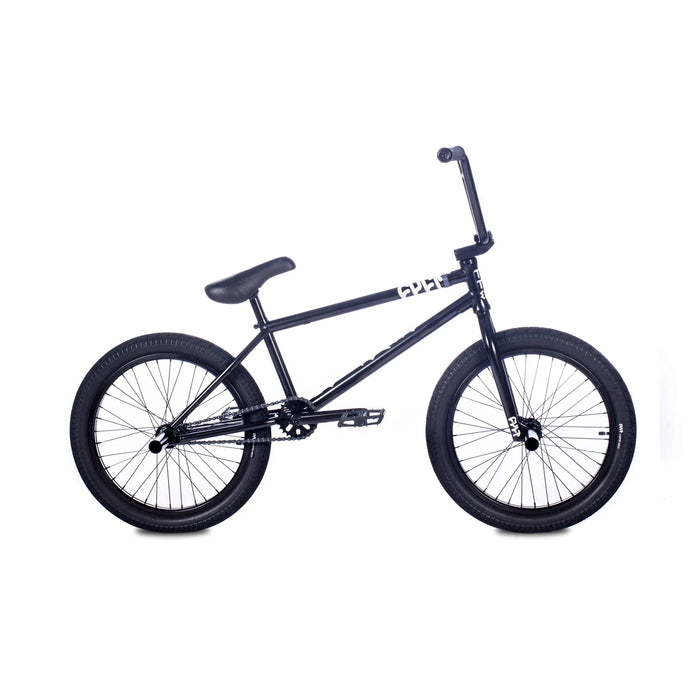 side view of the 20" Cult Devotion BMX Bike in black, heavy duty bmx bike
