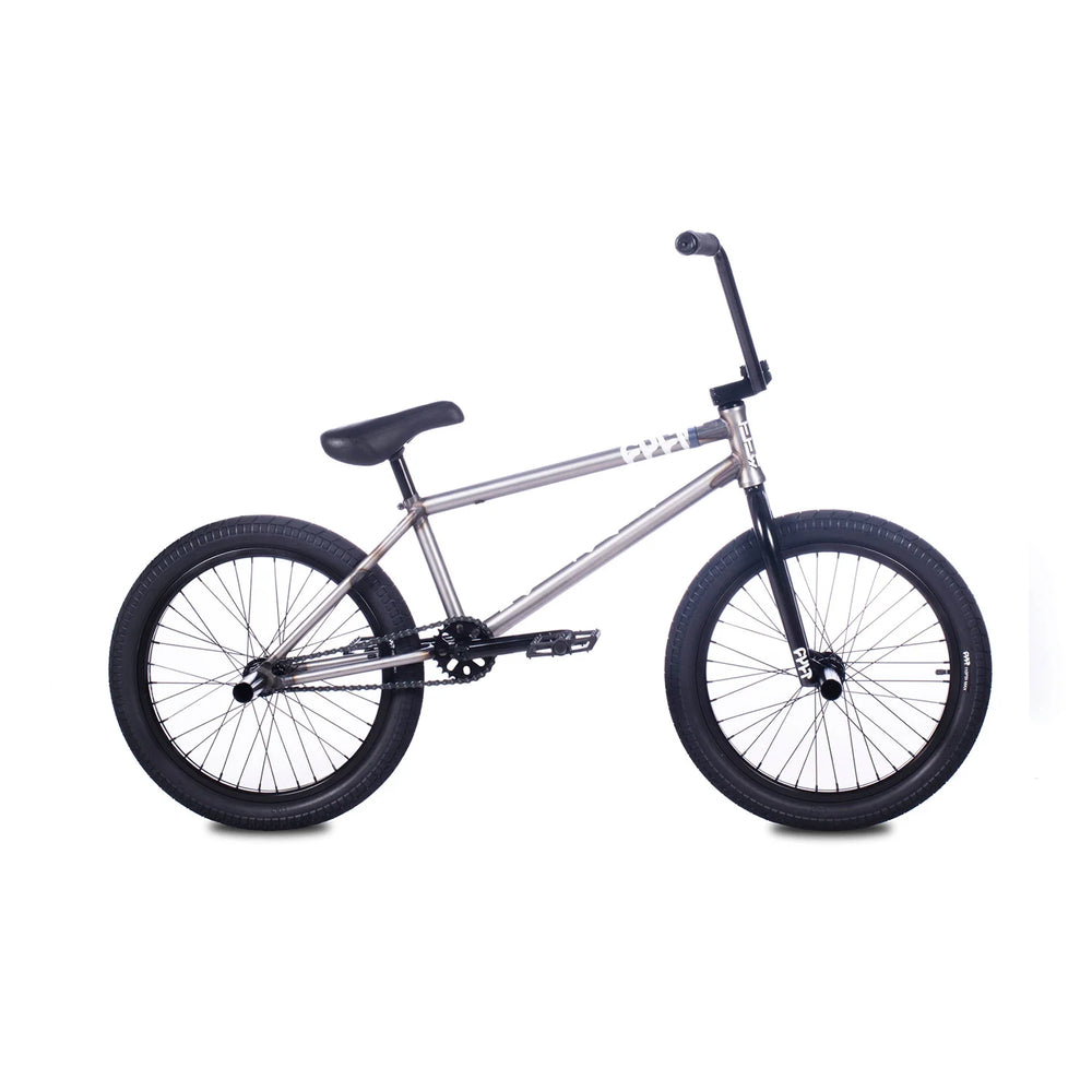 side view of the 20" Cult Devotion BMX Bike in raw, intermediate bmx bike