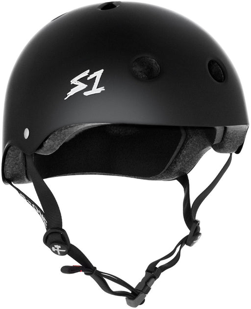front view of mega lifer helmet in matte black
