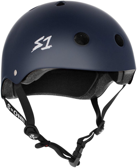 front view of mega lifer helmet in matte navy blue