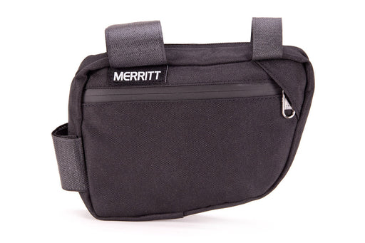 Front view of the Merritt corner pocket frame bag in black