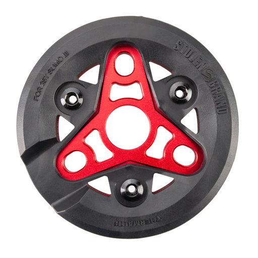 side view of sumo guard sprocket in red