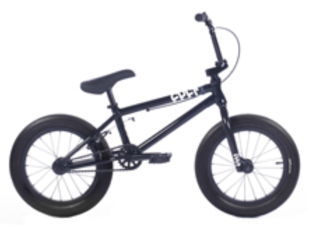 side view of the 16" Cult juvenile bmx bike n black