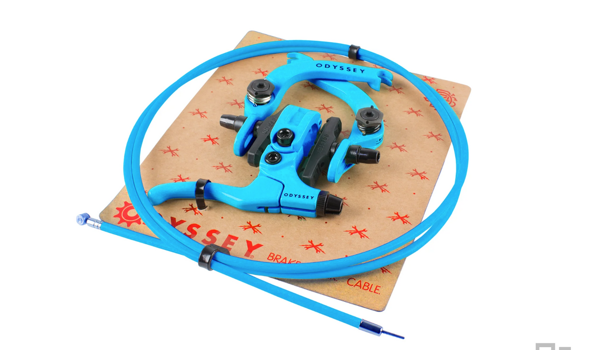 complete view of the ODyssey Evo 2.5 brake set in Ocean Blue
