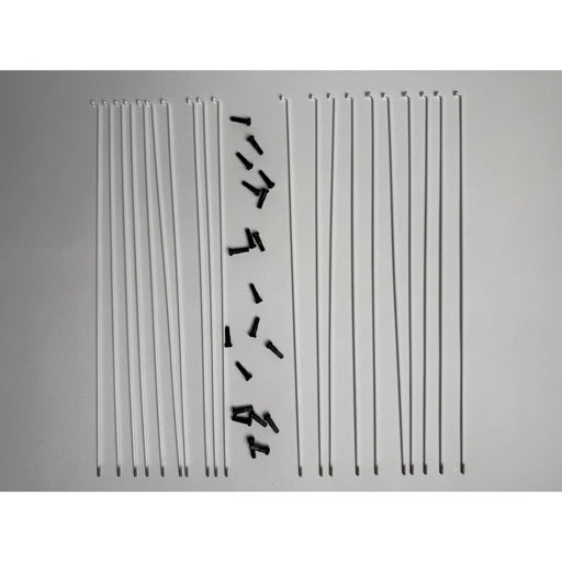 complete view of the Stacked Stainless steel spokes in white, bicycle wheel spokes