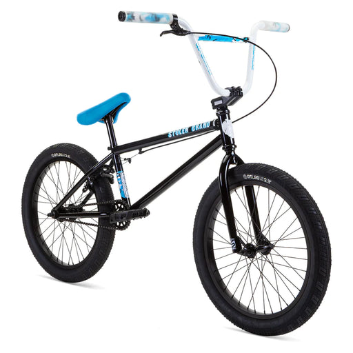 side view of stolen bmx stereo in black with blue camo