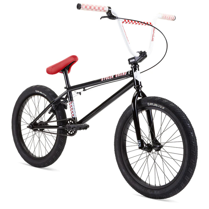 side view of stolen bmx stereo in black with fast times red