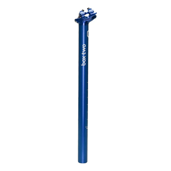 BOX TWO ALLOY SEAT POST 27.2mm Length 400mm side view blue