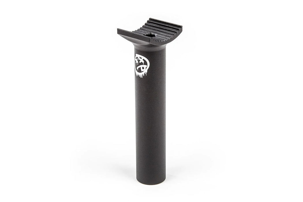 front view of the BSD Blitz seat post in black, BMX bike seat post