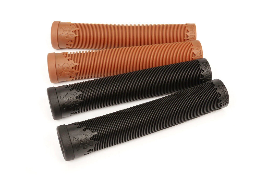 top view of the BSD grime grips in black and gum, Odi grips, mob grips, mountain bike grips, mtb bar grips, mountain bike bar grips, bike grips, bike handle tape, bike grippers, cycle handle tape, grip for cycle, grips for bike, grips on bike, ergonomic grips, bike handle grips, ergonomic handle grips, grip handle bike, hand grip cycle, heated bike grips, handles for bikes, bicycle handlebar grips, best mob grips, bike bar grips, bicycle grips for handlebars, cool mountain bike grips, cool mtg grips, good m
