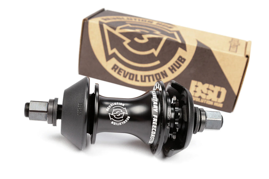 studio photo of the BSD Revolution V1.5 hub in black, Bicycle hub bearing replacement, bicycle hub, bicycle hub sound, bicycle hub service, bicycle hub repair, bicycle hub maintenance, bicycle hub explained, bicycle hub motor, bicycle hub gear, bicycle hub gear how it works, bicycle hub generator, bicycle hub removal, bicycle hub replacement, bicycle hub brake repair,