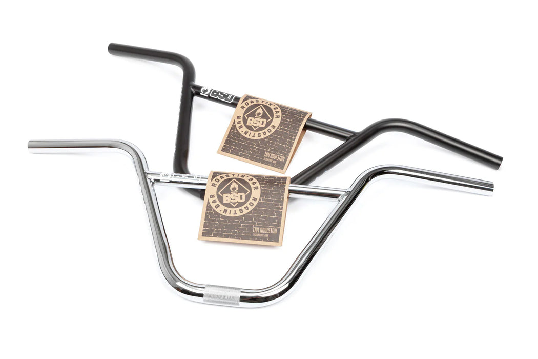 top view of the BSD Roastin bars in black and chrome, How to adjust bicycle handlebars, how to raise bicycle handlebars, how to tighten bicycle handlebars, how to tape bicycle handle bars, how to straighten bicycle handlebars, are bicycle handlebars universal, can bicycle handlebars be raised, how to align bicycle handlebars with front wheel, can you use bicycle handlebars on a motorcycle, what diameter are bicycle handlebars, what are bicycle handlebars attached to, bicycle handlebars universal, 