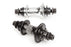 Two BSD hubs, one black and one silver, on a white background, If you want on of the best bmx Bicycle hub the BSD Swerve hub is what should be on your bicycle.