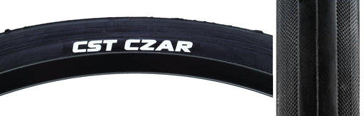 Side and tread view of the CST Czar tire in black