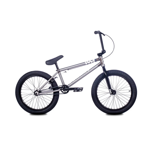 side view of the 20" Cult Access bmx bike in raw, freestyle bmx bike for skateparks