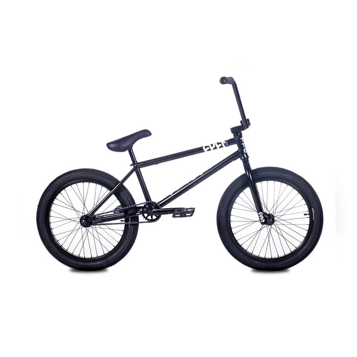 side view of the Cult Control Freestyle bike in black, Cult Control BMX Bike for beginners with 20 inch wheels