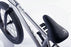 Close up view of the 18" Cult Juvenile complete bike in silver, bmx bike for 9 years old