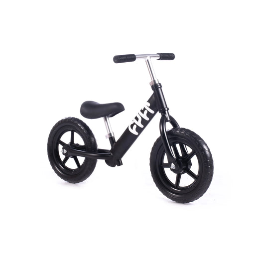 front and side view of the Cult balance bike n black