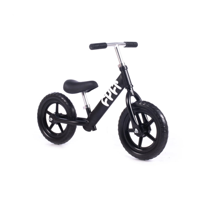 front and side view of the Cult balance bike n black