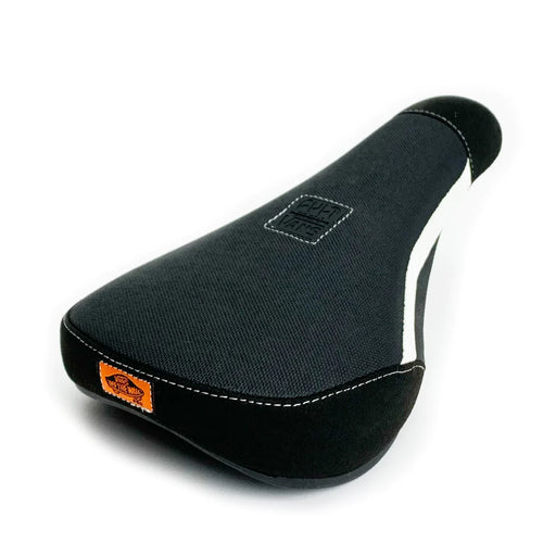 side view of the Cult Vans pro seat in Black with white stripe