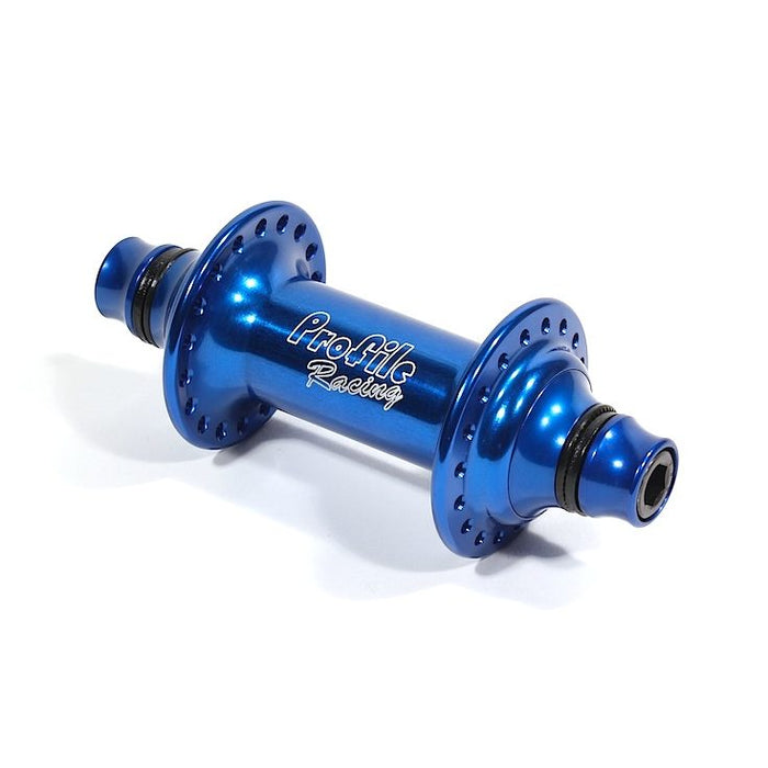 front view of front profile elite hub in blue