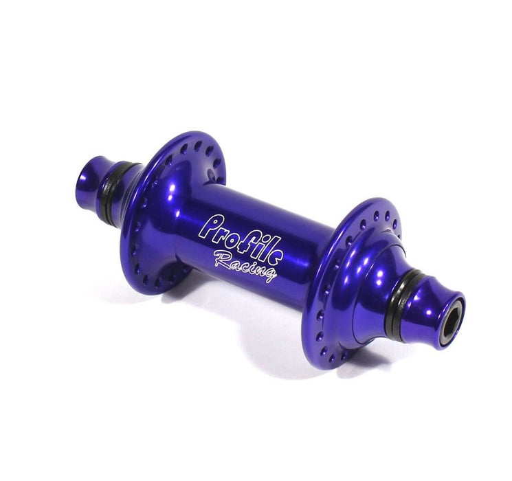 front view of front profile elite hub in purple