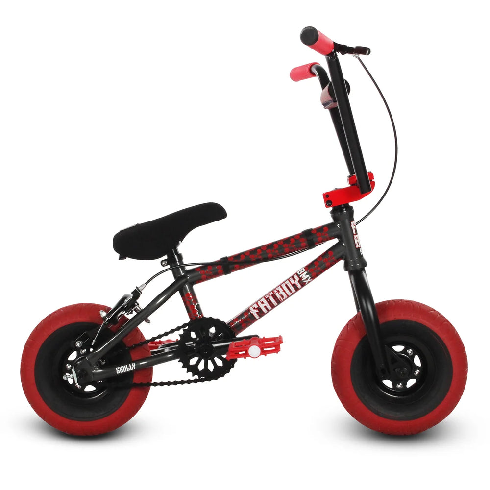 side view of the Fatboy Mini in grey & red.