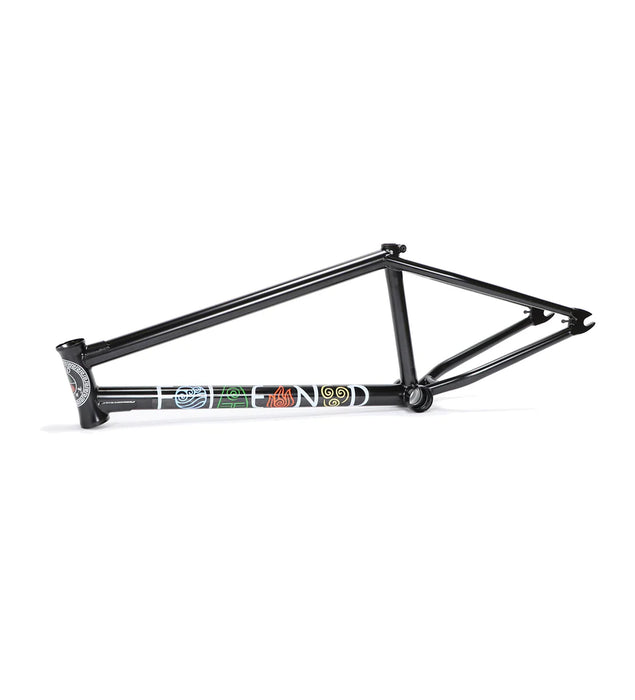 Side view of the Fiend Raekes frame in black, bmx frame, frame for bmx, bmx cycle frame, fiend bmx frame
