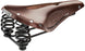 side view of brooks flyer carved saddle in antique brown
