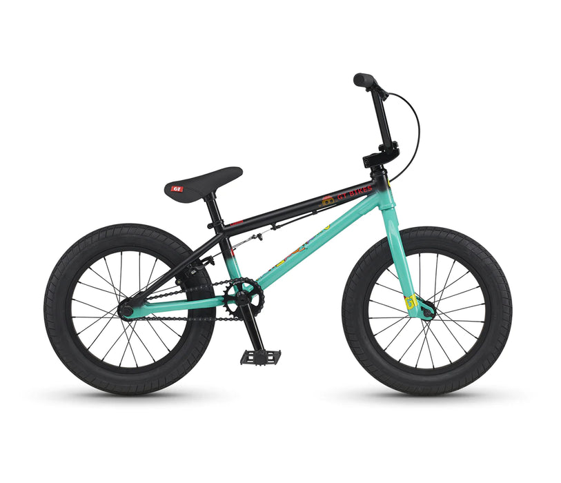 side view of the 16" Gt performer in Black & teal